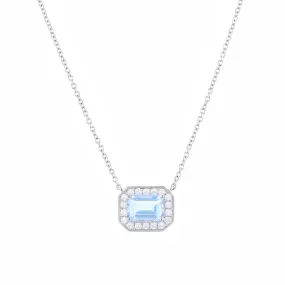 Riviera Collection East-West Aquamarine & Diamond Pendant | 18K White Gold