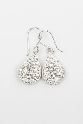 Swarovski Crystal Round Teardrop Silver Earrings
